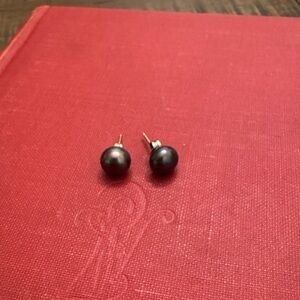 Real Black Fresh Water Pearl Sterling Silver 925 Earrings